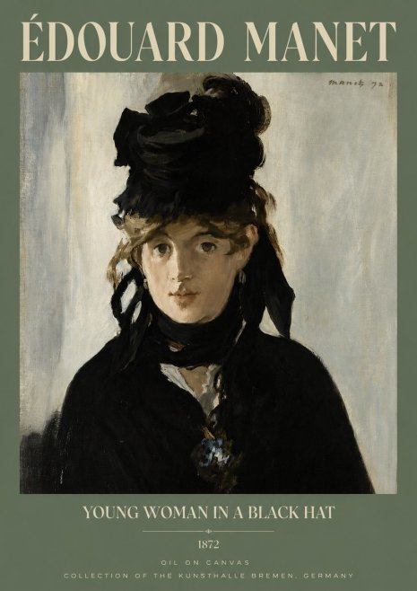 Édouard Manet Young Woman in a Black Hat I No3 - Plakát