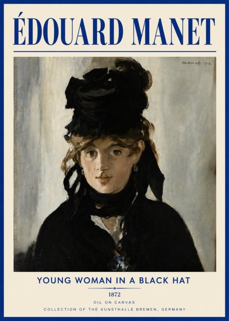 Édouard Manet Young Woman in a Black Hat I No5 - Plakát