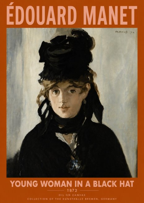 Édouard Manet Young Woman in a Black Hat I No6 - Plakát