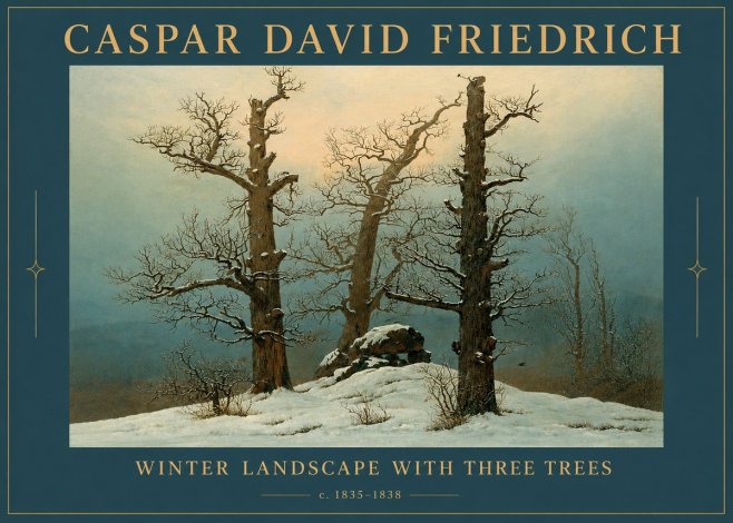 Caspar David Friedrich The Three Trees in the Snow No4 - Plakát