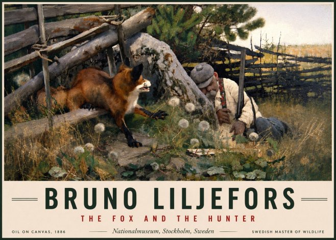 Bruno Liljefors The Fox and the Hunter No2 - Plakát