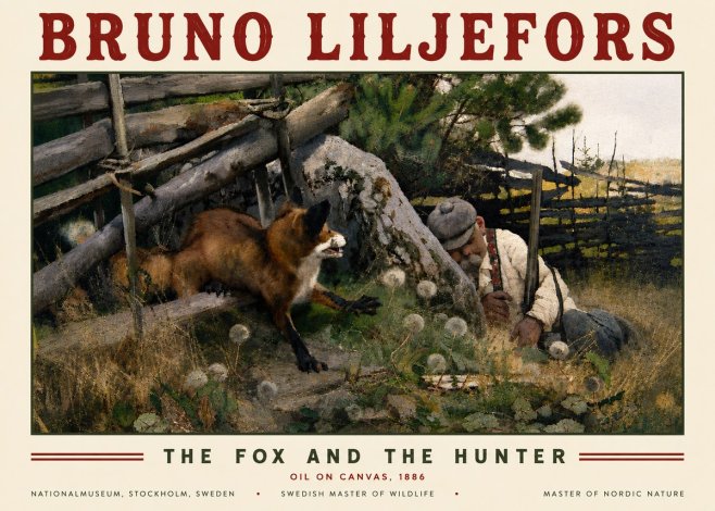 Bruno Liljefors The Fox and the Hunter No5 - Plakát