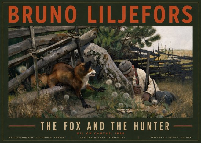 Bruno Liljefors The Fox and the Hunter No6 - Plakát