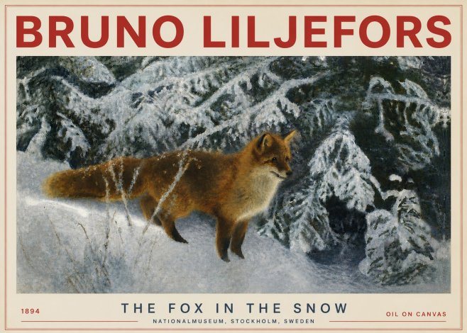 Bruno Liljefors The Fox in the Snow No4 - Plakát