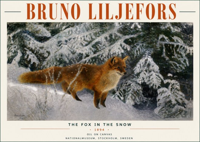 Bruno Liljefors The Fox in the Snow No6 - Plakát