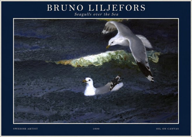 Bruno Liljefors Seagulls over the Sea No1 - Plakát