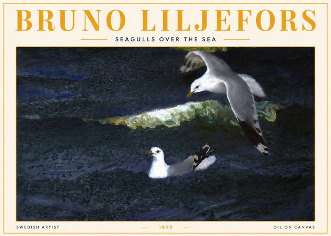Bruno Liljefors Seagulls over the Sea No3 - Plakát