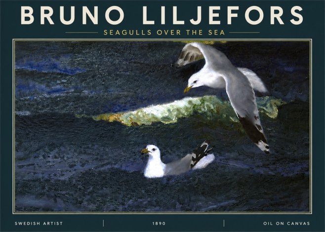 Bruno Liljefors Seagulls over the Sea No4 - Plakát