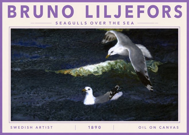 Bruno Liljefors Seagulls over the Sea No5 - Plakát