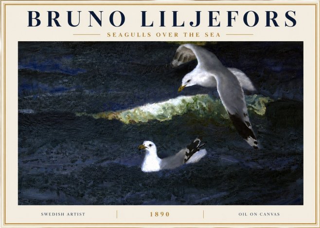 Bruno Liljefors Seagulls over the Sea No6 - Plakát