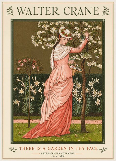 Walter Crane There Is a Garden in Thy Face I No2 - Plakát