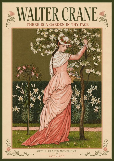 Walter Crane There Is a Garden in Thy Face I No5 - Plakát