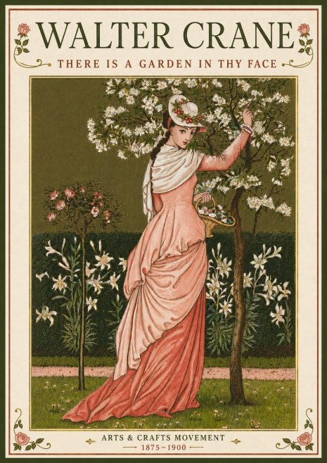 Walter Crane There Is a Garden in Thy Face I No6 - Plakát