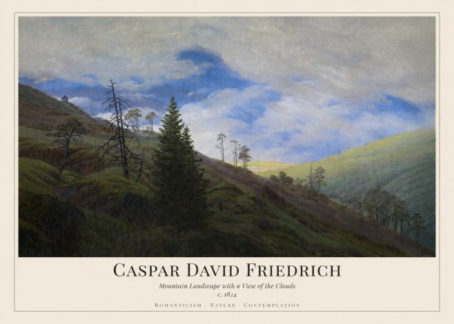 Caspar David Friedrich Mountain Landscape with a View of the Clouds No1 - Plakát