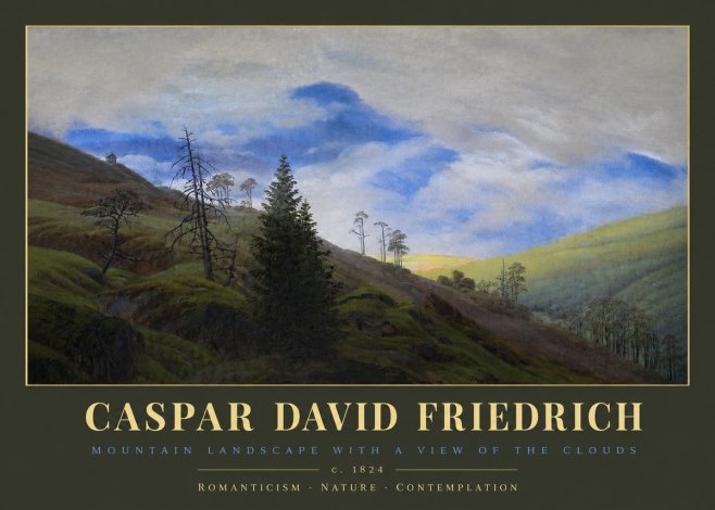 Caspar David Friedrich Mountain Landscape with a View of the Clouds No2 - Plakát