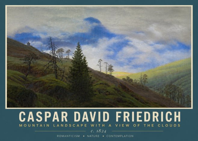 Caspar David Friedrich Mountain Landscape with a View of the Clouds No3 - Plakát