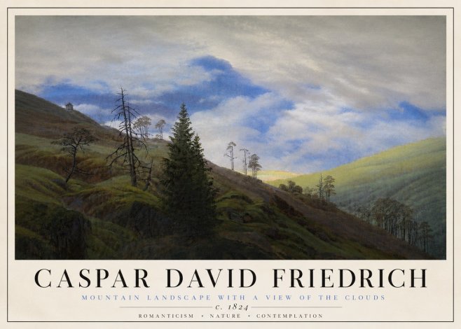 Caspar David Friedrich Mountain Landscape with a View of the Clouds No4 - Plakát