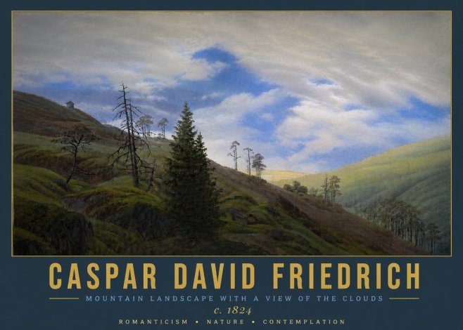 Caspar David Friedrich Mountain Landscape with a View of the Clouds No5 - Plakát