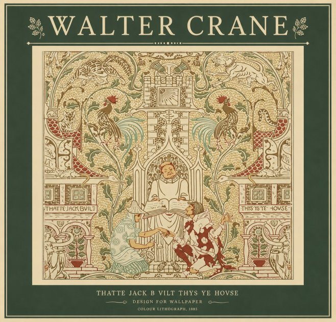 Walter Crane Design for "Thatte Jack B Vilt Thys Ye Hovse" No2 - Plakát