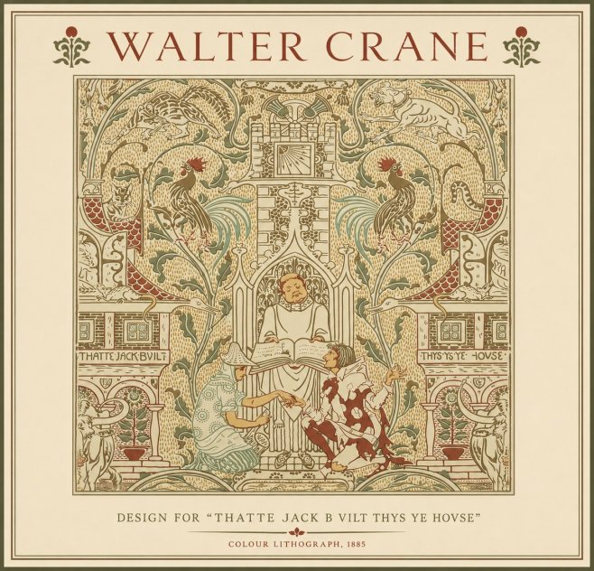 Walter Crane Design for "Thatte Jack B Vilt Thys Ye Hovse" No3 - Plakát