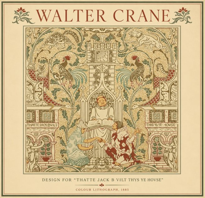 Walter Crane Design for "Thatte Jack B Vilt Thys Ye Hovse" No4 - Plakát
