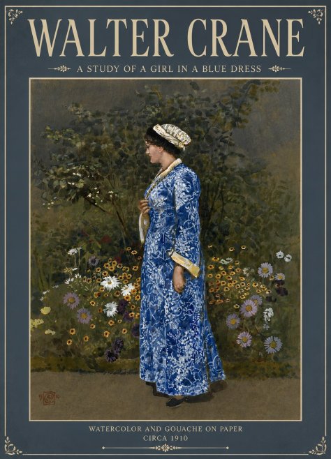 Walter Crane A Study of a Girl in a Blue Dress No5 - Plakát