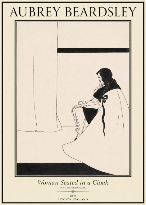 Aubrey Beardsley Woman Seated in a Cloak No1 - Plakát