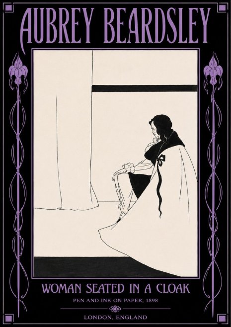 Aubrey Beardsley Woman Seated in a Cloak No4 - Plakát