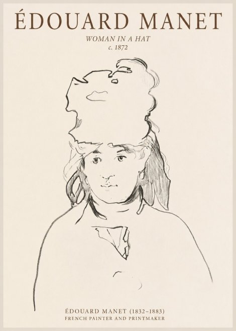 Édouard Manet Woman in a Hat No1 - Plakát
