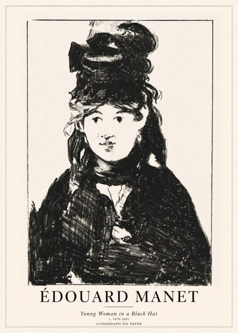 Édouard Manet Young Woman in a Black Hat II No1 - Plakát