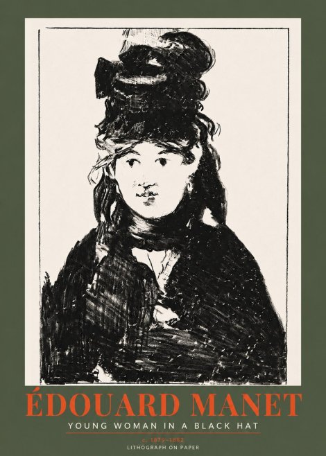 Édouard Manet Young Woman in a Black Hat II No2 - Plakát