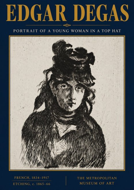 Edgar Degas Portrait of a Young Woman in a Top Hat No3 - Plakát