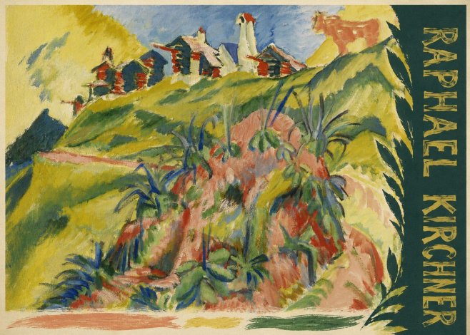 Raphael Kirchner Hillside Dwellings with Alpine Cow No6 - Plakát