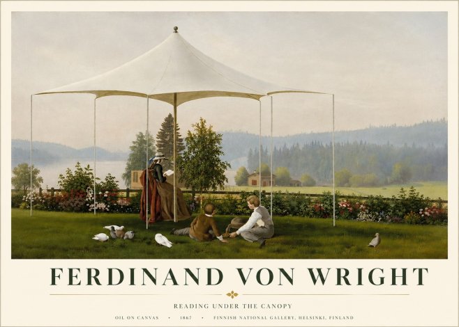 Ferdinand von Wright Reading Under the Canopy No3 - Plakát