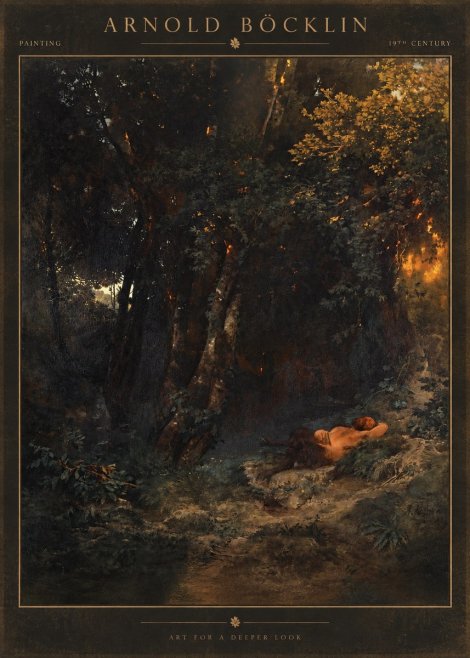 Arnold Böcklin A Faun Asleep No2 - Plakát