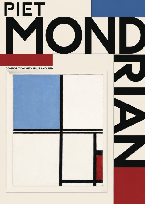 Piet Mondrian Composition with Blue and Red No3 - Plakát