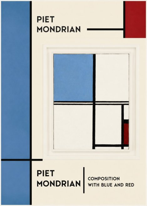 Piet Mondrian Composition with Blue and Red No6 - Plakát