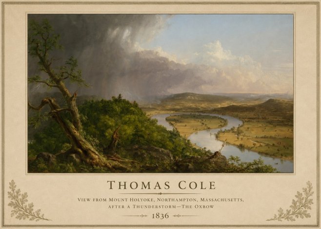Thomas Cole View from Mount Holyoke, Northampton, Massachusetts, After a Thunderstorm—the Oxbow II No2 - Plakát