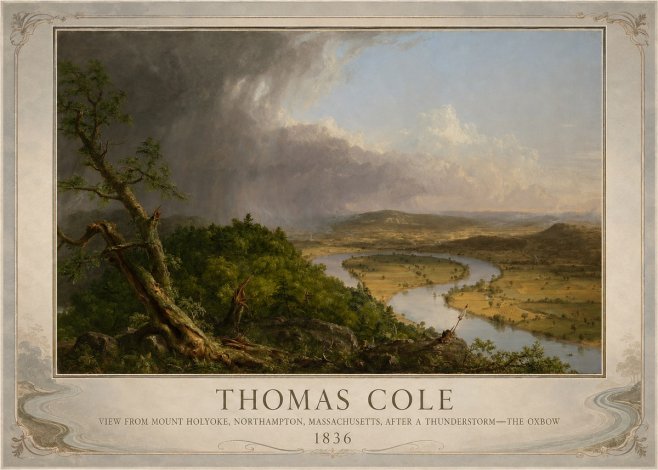 Thomas Cole View from Mount Holyoke, Northampton, Massachusetts, After a Thunderstorm—the Oxbow II No6 - Plakát
