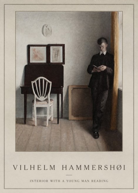 Vilhelm Hammershøi Interior with a Young Man Reading No1 - Plakát