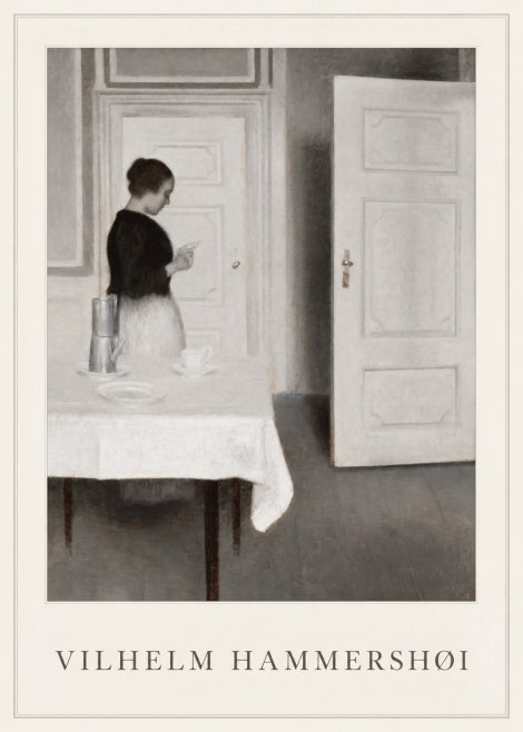 Vilhelm Hammershøi Interior with a Woman Reading a Letter No1 - Plakát