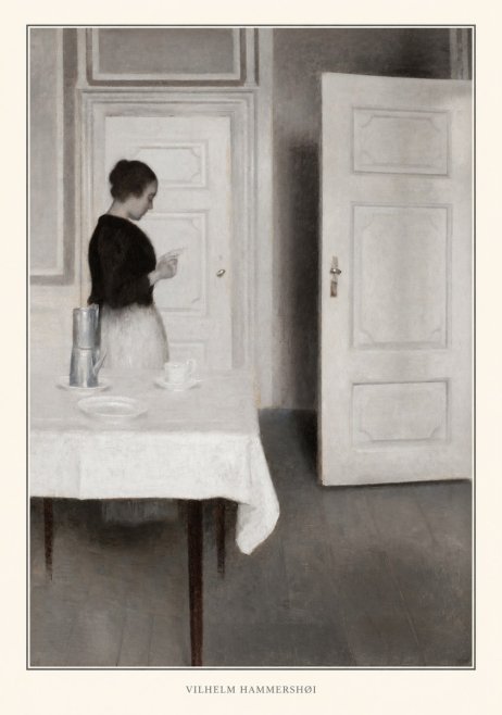 Vilhelm Hammershøi Interior with a Woman Reading a Letter No4 - Plakát