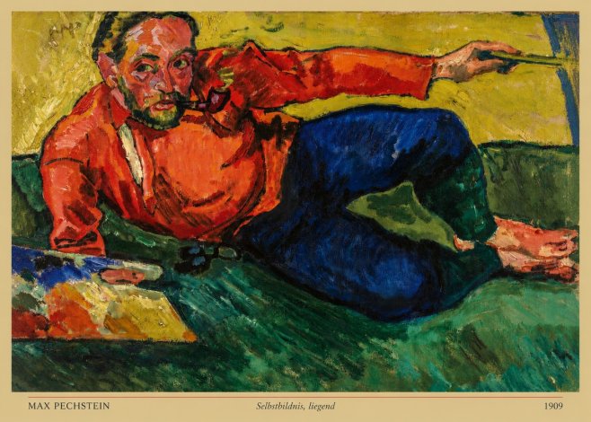 Max Pechstein Selbstbildnis, Liegend No4 - Plakát