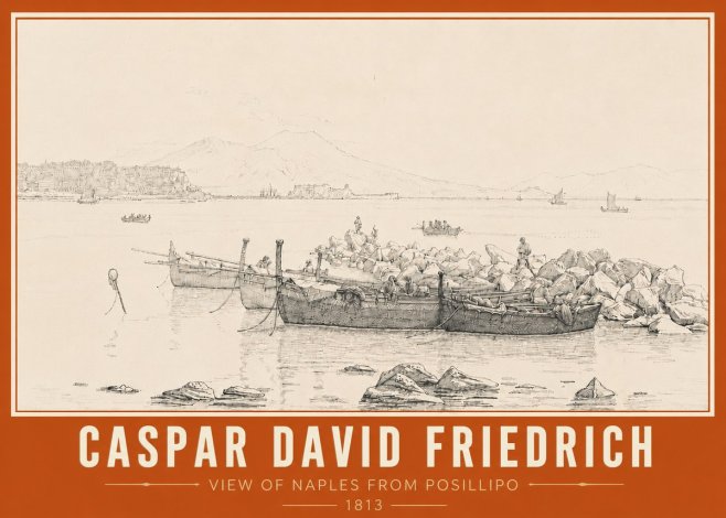 Caspar David Friedrich View of Naples from Posillipo No5 - Plakát