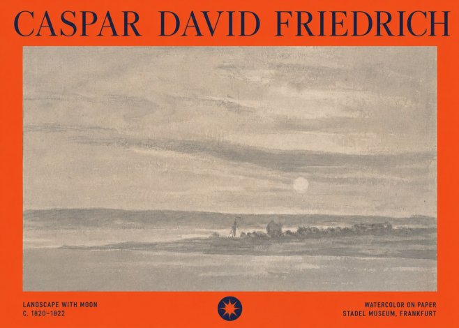 Caspar David Friedrich Landscape with Moon No4 - Plakát