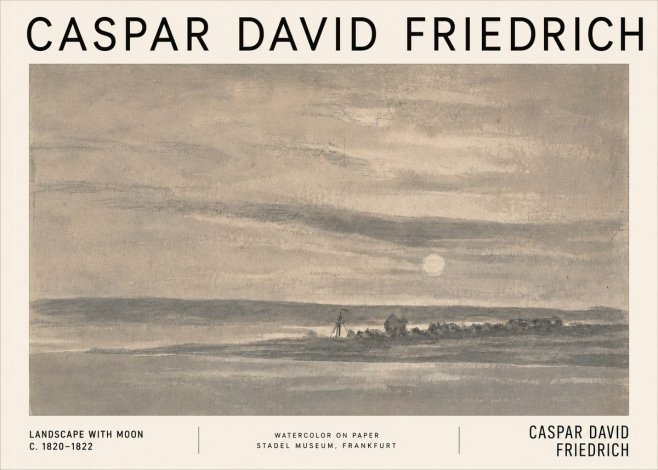 Caspar David Friedrich Landscape with Moon No5 - Plakát