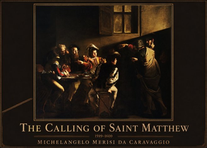 Michelangelo Merisi da Caravaggio The Calling of Saint Matthew I No1 - Plakát
