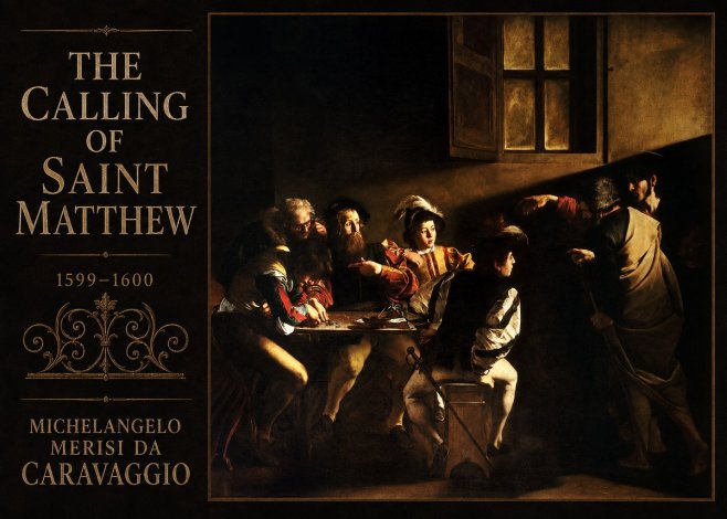 Michelangelo Merisi da Caravaggio The Calling of Saint Matthew I No3 - Plakát