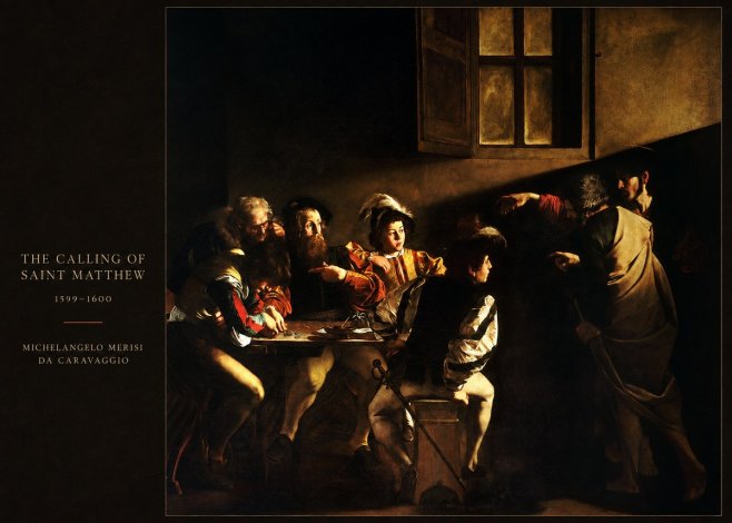 Michelangelo Merisi da Caravaggio The Calling of Saint Matthew I No5 - Plakát
