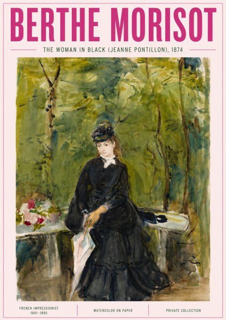 Berthe Morisot The Woman in Black (Jeanne Pontillon) No5 - Plakát